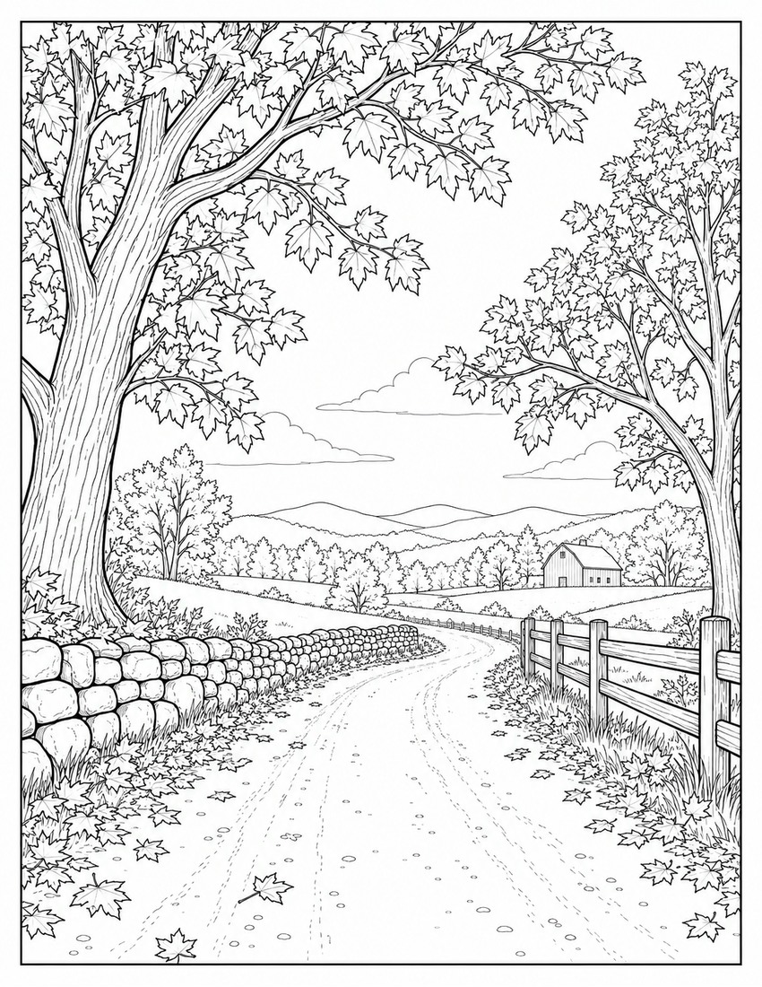 Maple Country Lane printable sample page