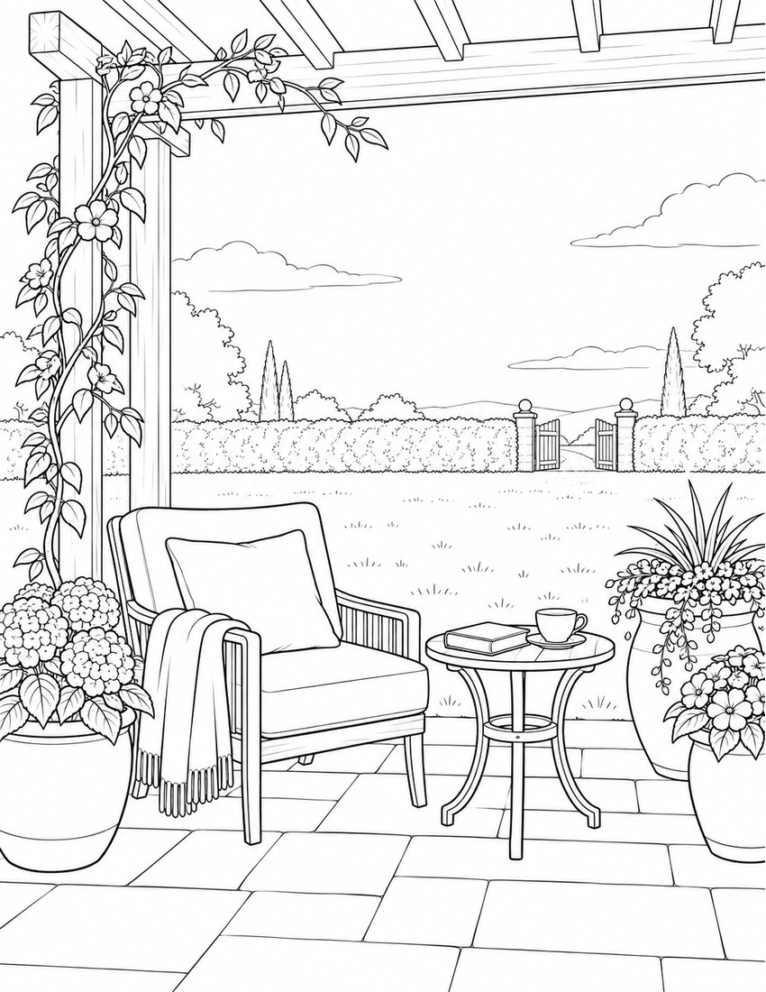 Garden Reading Nook printable sample page