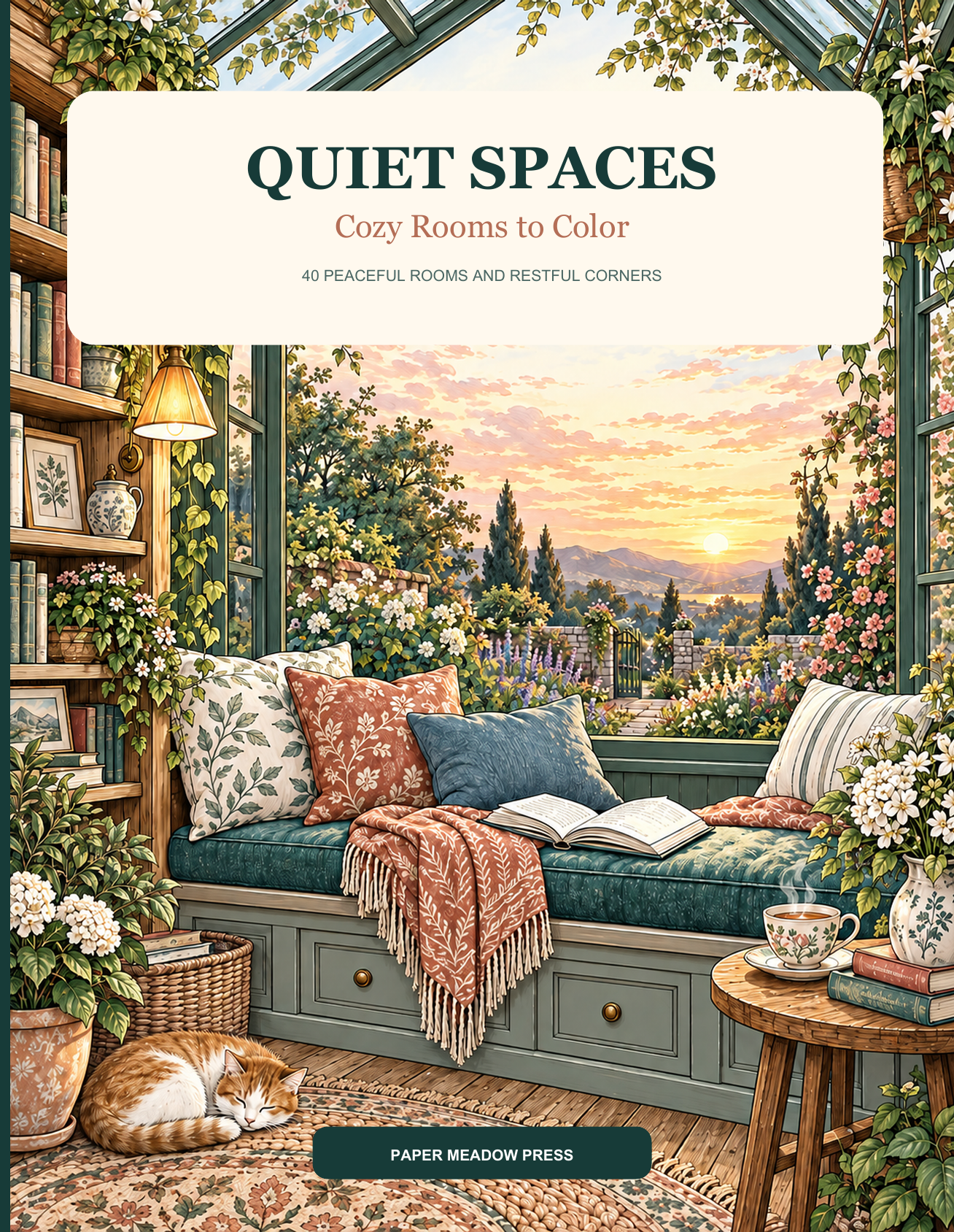 Quiet Spaces: Cozy Rooms to Color book cover